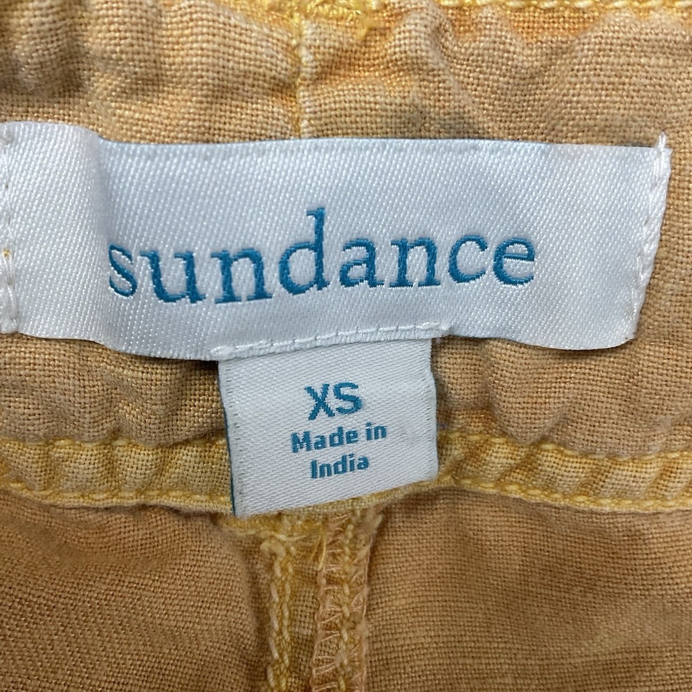 Sundance Shorts Womens XS Mustard Linen Cotton Boho Embroidered Belt Pockets - Picture 4 of 7